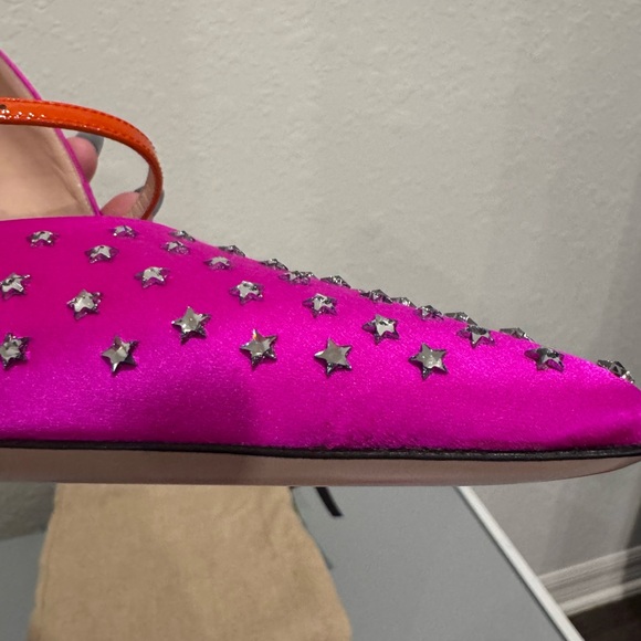 Gucci Jodie Crystal Stars Embellished Satin Pumps Fuchsia Size 41 NIB - Picture 14 of 14